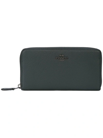 Shop Coach Polished Pebble Leather Accordion Zip Wallet - Green