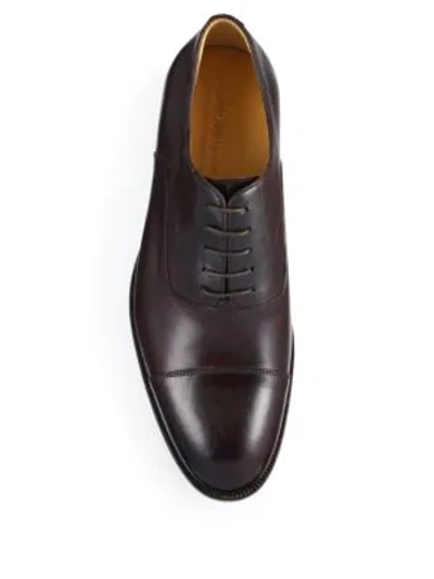 Shop Saks Fifth Avenue Collection Tyler Leather Cap Toe Oxfords In Brown