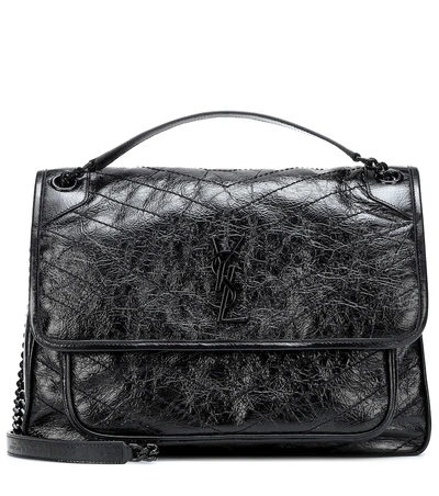 Shop Saint Laurent Large Niki Leather Shoulder Bag In Black