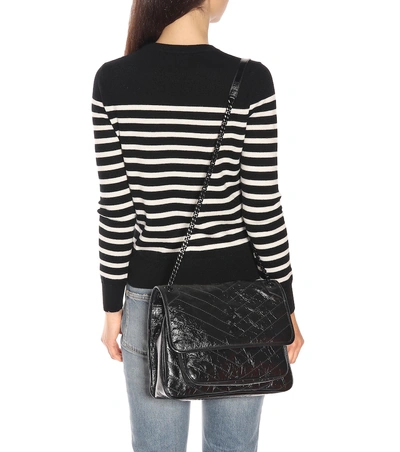 Shop Saint Laurent Large Niki Leather Shoulder Bag In Black