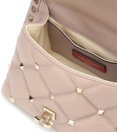 Shop Valentino Garavani Candystud Mini Leather Shoulder Bag In Beige