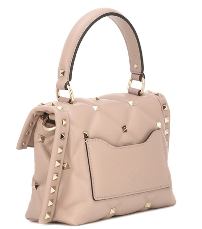 Shop Valentino Garavani Candystud Mini Leather Shoulder Bag In Beige