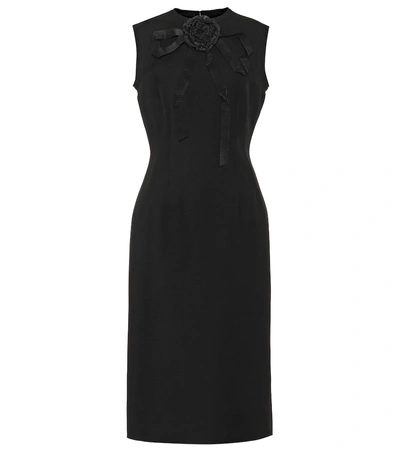 Shop Gucci Wool And Silk Crêpe Midi Dress In Black