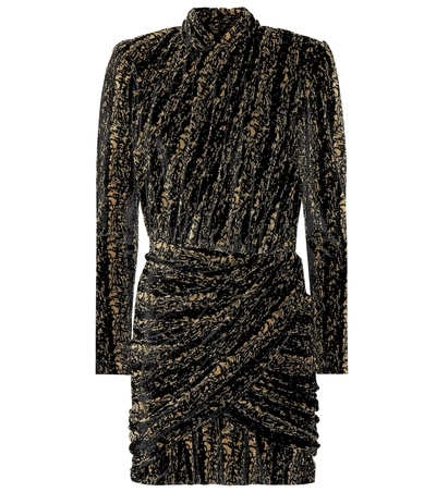 Shop Balenciaga Metallic Stretch-velvet Minidress In Black