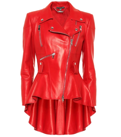 Shop Alexander Mcqueen Leather Jacket In Red
