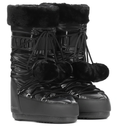 Shop Moon Boot Exclusive To Mytheresa – Classic Pom Pom Ankle Boots In Black