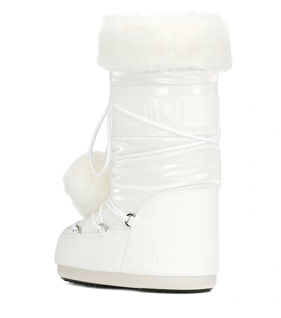 Shop Moon Boot Classic Pom Pom Ankle Boots In White
