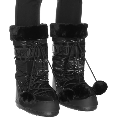 Shop Moon Boot Exclusive To Mytheresa – Classic Pom Pom Ankle Boots In Black