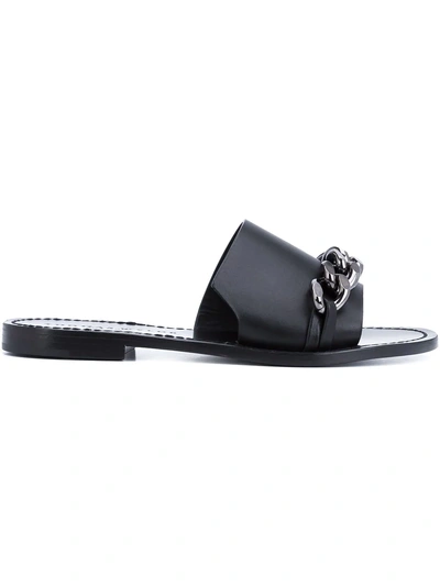 Shop Thomas Wylde Chain Detail Slider Sandals - Black