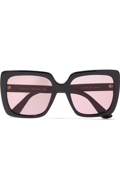 Shop Gucci Oversized Crystal-embellished Square-frame Acetate Sunglasses