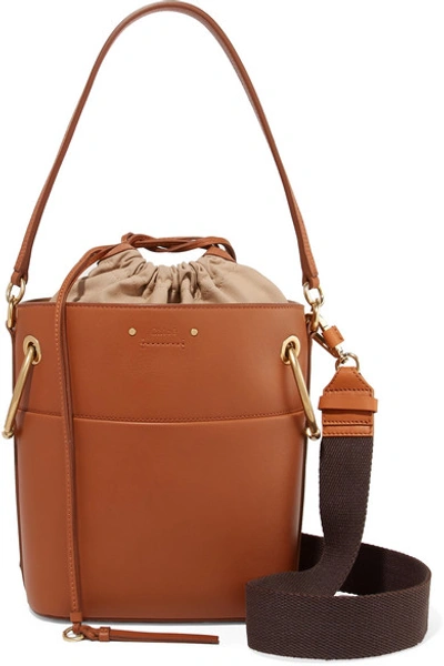 Shop Chloé Roy Small Leather Bucket Bag In Light Brown