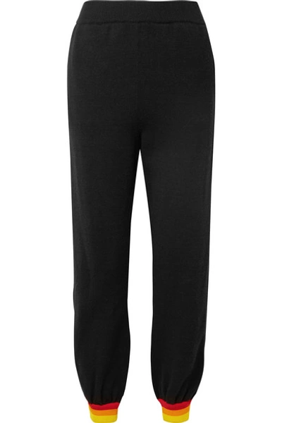 Shop Opening Ceremony Striped Cotton-jersey Track Pants In Black