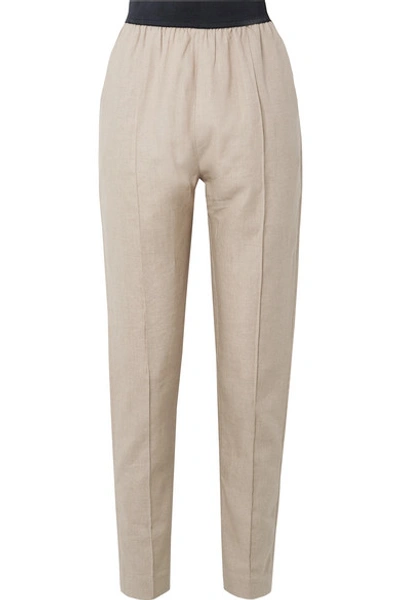 Shop Albus Lumen Linen Straight-leg Pants In Neutral