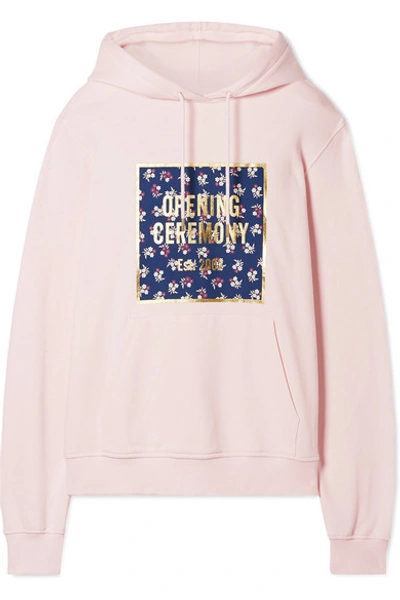 Shop Opening Ceremony Printed Cotton-jersey Hoodie In Pastel Pink