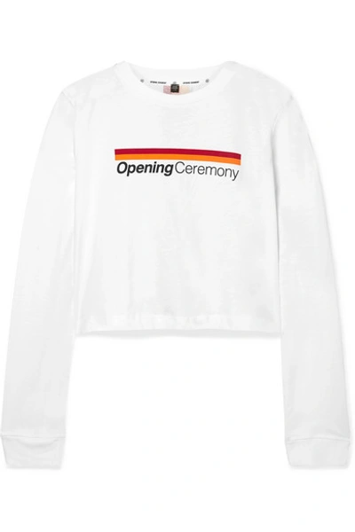 Shop Opening Ceremony Cropped Printed Cotton-jersey Top In White