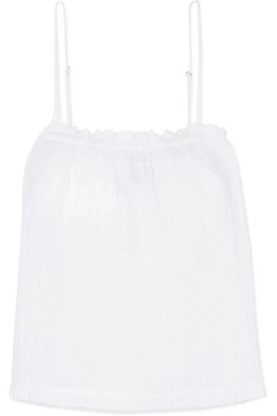 Shop Skin Nadira Shirred Cotton-gauze Camisole In White