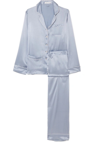 Shop Olivia Von Halle Coco Silk-satin Pajama Set In Sky Blue