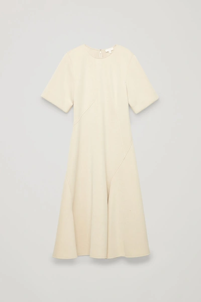 Shop Cos Padded A-line Dress With Seams In Beige