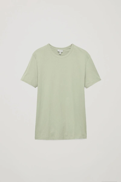 Shop Cos Brushed Cotton T-shirt In Green