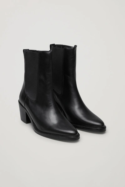 Shop Cos Tall Leather Chelsea Boots In Black