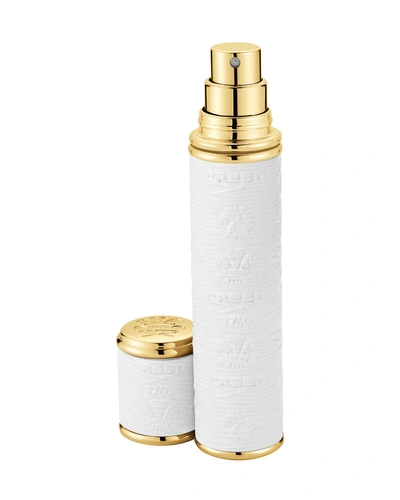 Creed Small White With Gold Trim Leather Atomizer