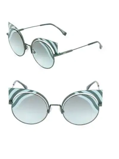 Shop Fendi 42mm Rounded Cat Eye Sunglasses In Blue Green