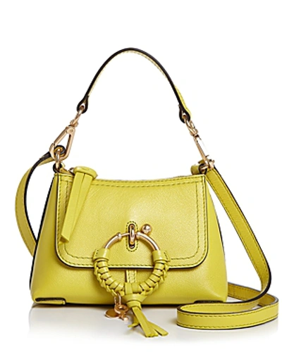 Shop See By Chloé See By Chloe Joan Mini Leather & Suede Hobo In Green Sheen Yellow/gold