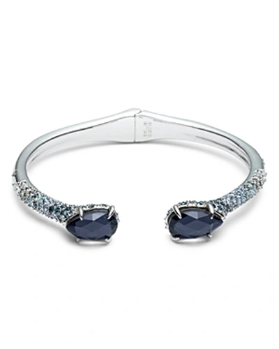 Shop Alexis Bittar Crystal Encrusted Ombre Hinge Bracelet In Blue/silver
