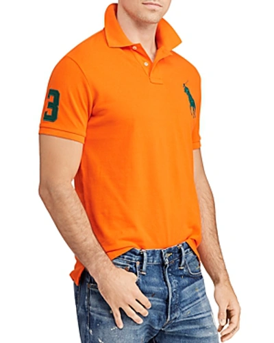 Shop Polo Ralph Lauren Mesh Custom Slim Fit Polo Shirt In Orange