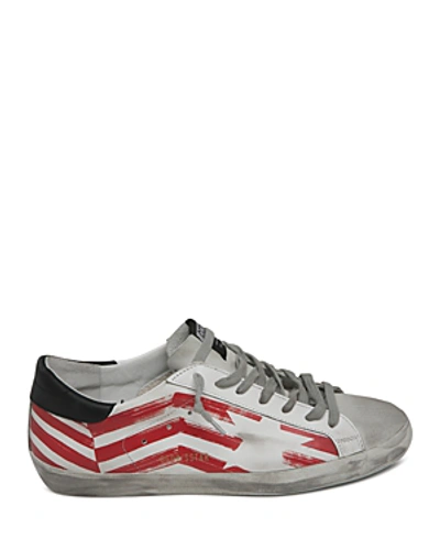 Shop Golden Goose Unisex Superstar Flag Leather Low-top Sneakers In White Red