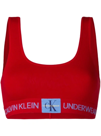 Shop Calvin Klein Underwear Logo Band Bra - Red