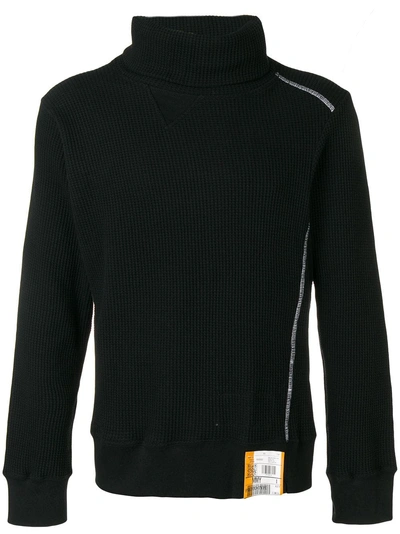 Shop Miharayasuhiro Maison Mihara Yasuhiro Textured Knit Roll Neck Sweater - Black