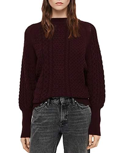 Shop Allsaints Dilone Mixed Knit Sweater In Burgundy Red