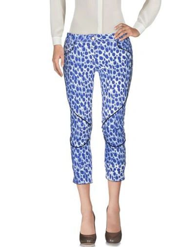 Shop Just Cavalli Cropped Pants & Culottes In Bright Blue