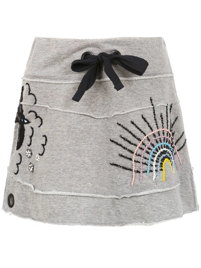 Shop Andrea Bogosian Embroidered Skirt - Grey