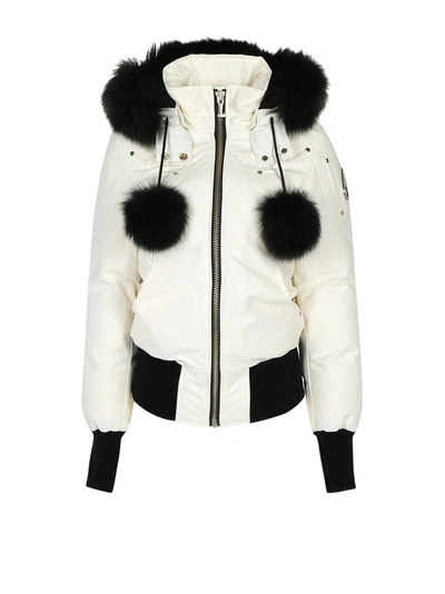 Shop Moose Knuckles Jacket In Snow White/black