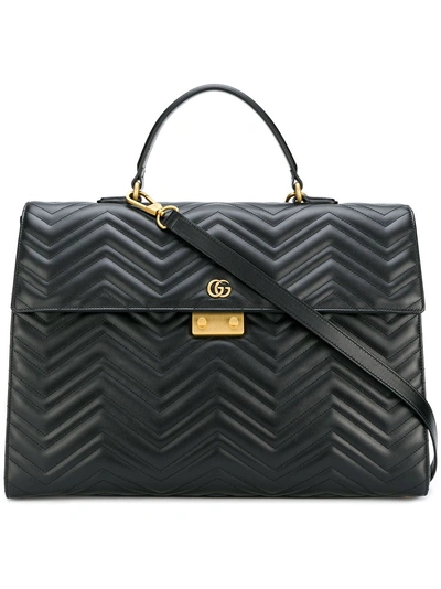 Shop Gucci Gg Marmont Briefcase In Black