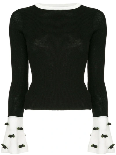 Shop Tu Es Mon Tresor Tu Es Mon Trésor Contrast Cuff Sweater - Black