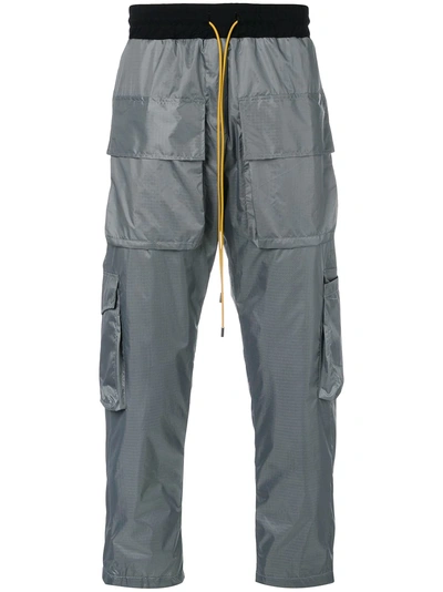 Shop Rhude Cropped Cargo Trousers - Grey