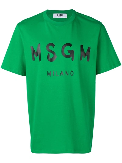 Shop Msgm Painted Logo T-shirt - Green