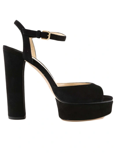 Shop Jimmy Choo Peachy 85 Platform Sandals In Black