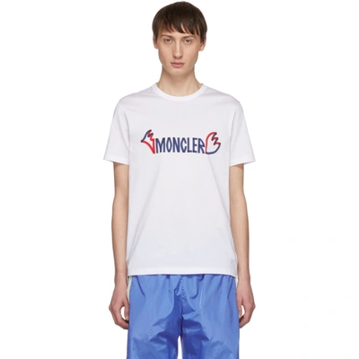 Shop Moncler 2  1952 White Logo T-shirt In 124-001.wht