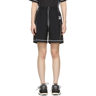 Shop Adidas Originals By Alexander Wang Black Logo Shorts In Black/white