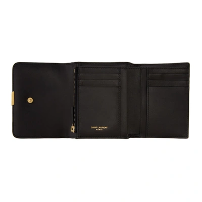 Shop Saint Laurent Black Compact Vicky Trifold Wallet In 1000 Black