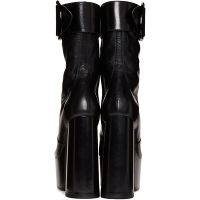 Shop Saint Laurent Black Leather Billy Platform Boots In 1000 Black