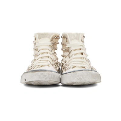 Shop Saint Laurent White Studded Bedford High-top Sneakers In 9281 White