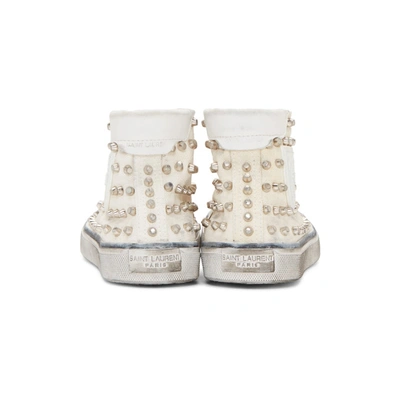 Shop Saint Laurent White Studded Bedford High-top Sneakers In 9281 White