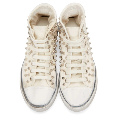 Shop Saint Laurent White Studded Bedford High-top Sneakers In 9281 White