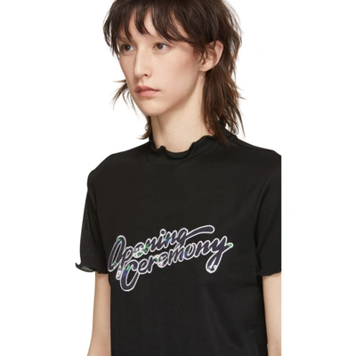 Shop Opening Ceremony Black Fem Fit Lettuce Edge T-shirt In 0001 Black