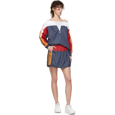Shop Opening Ceremony Navy Warm-up Anorak Off-the-shoulder Blouse In 4605 Colleg